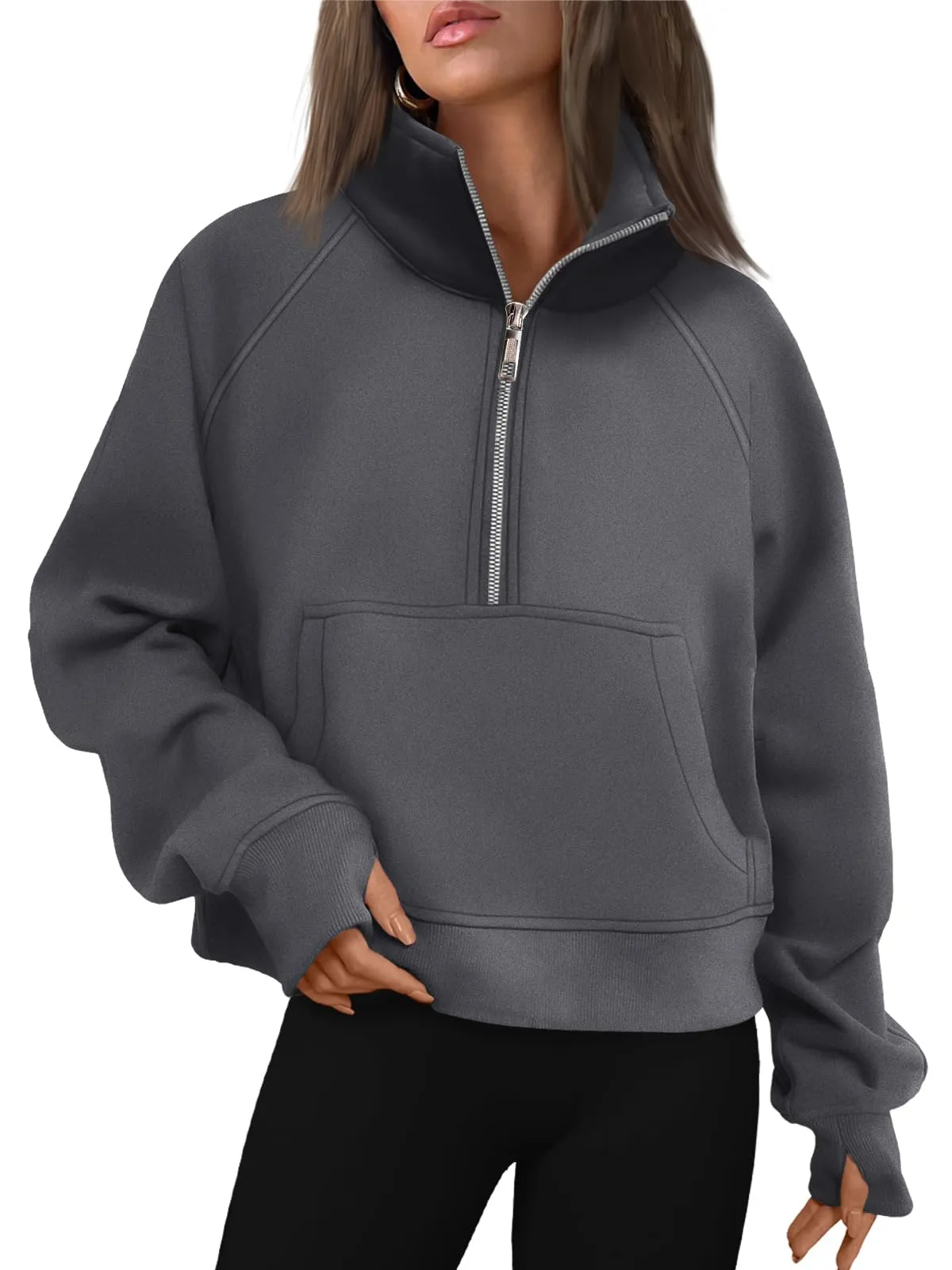 AUTOMET Womens Sweatshirts Half Zip Cropped Pullover Fleece Quarter Zipper Hoodies 2024 Fall Fashion Outfits Clothes