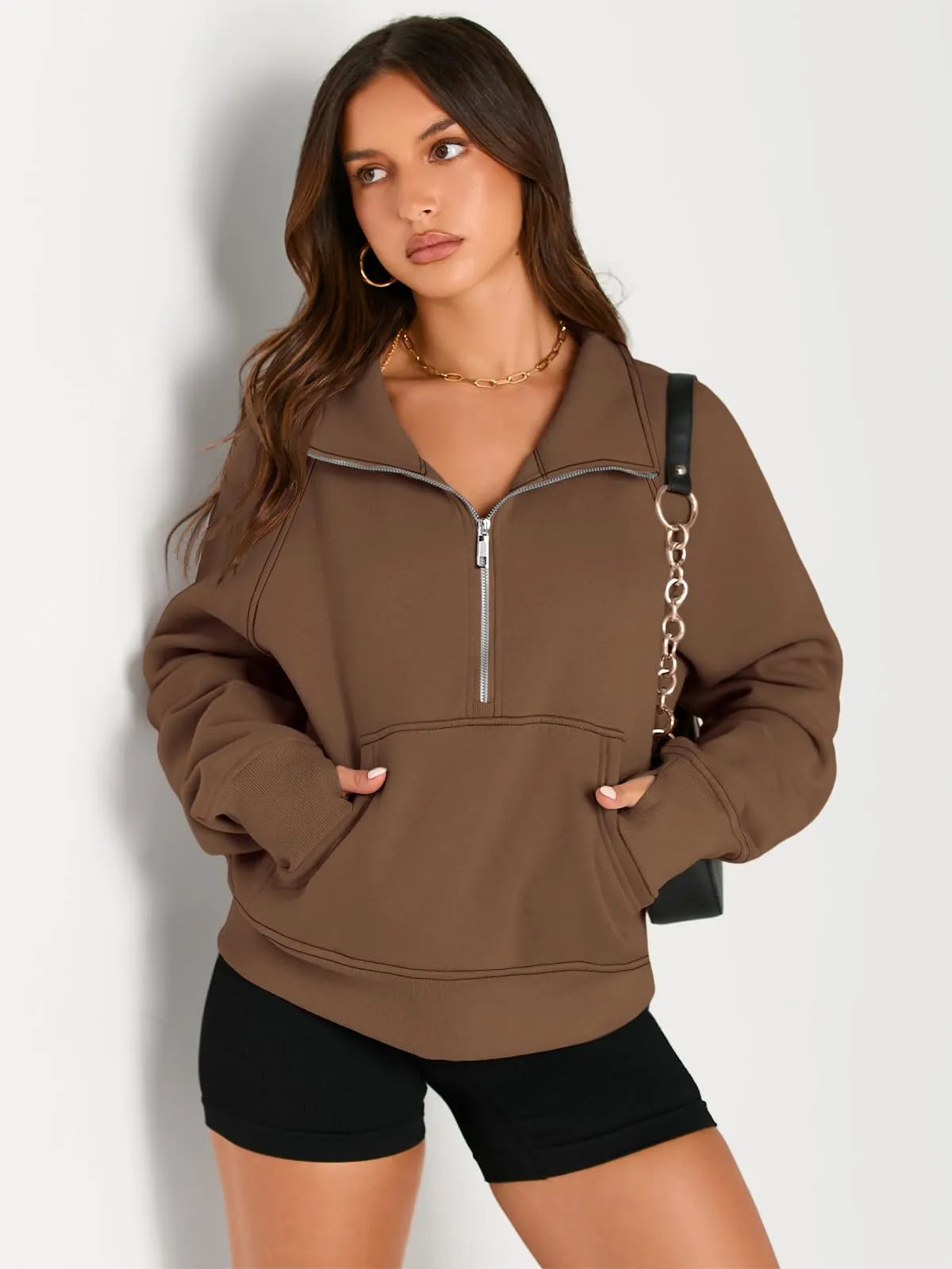 AUTOMET Womens Sweatshirts Half Zip Cropped Pullover Fleece Quarter Zipper Hoodies 2024 Fall Fashion Outfits Clothes