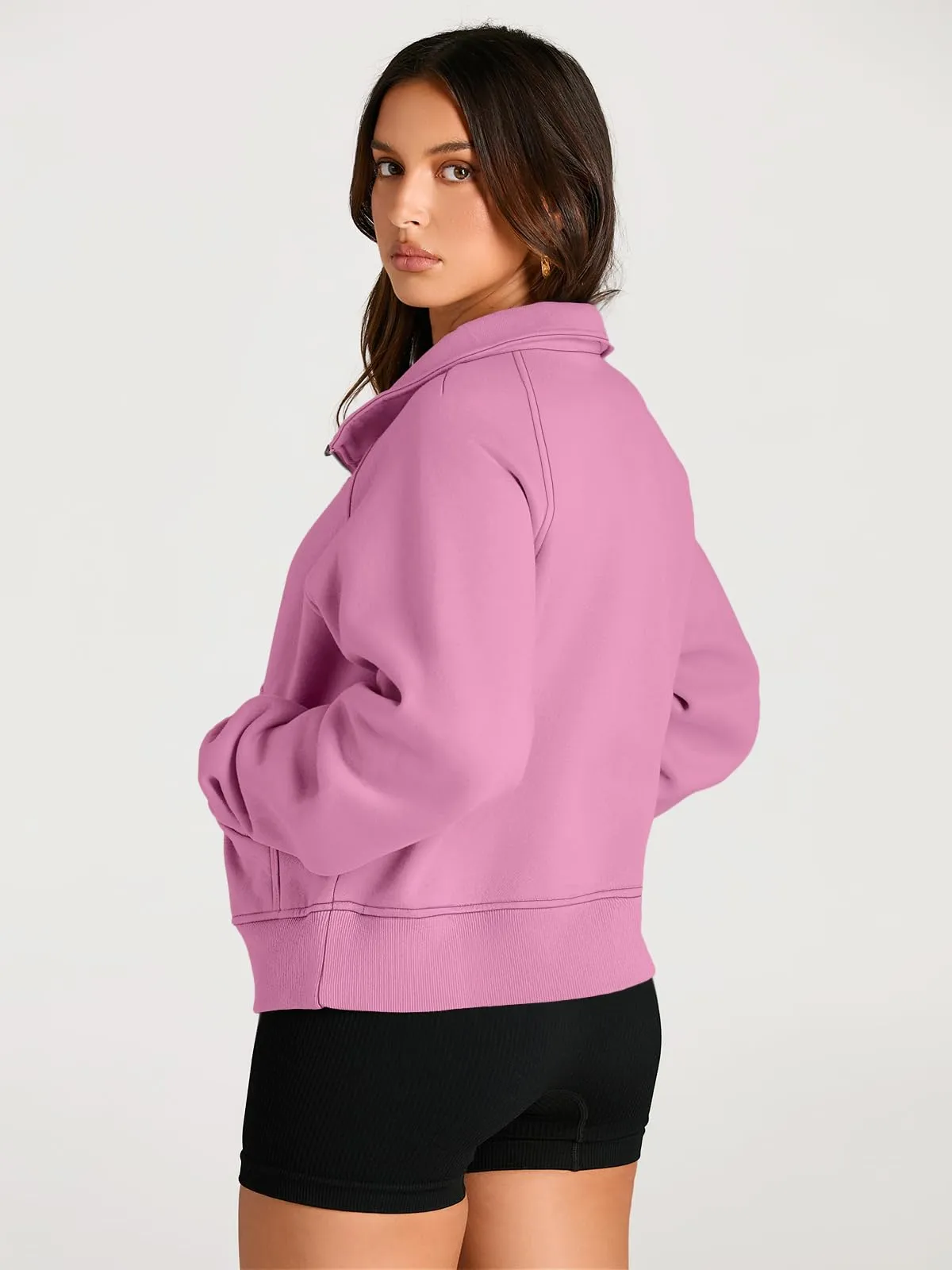 AUTOMET Womens Sweatshirts Half Zip Cropped Pullover Fleece Quarter Zipper Hoodies 2024 Fall Fashion Outfits Clothes