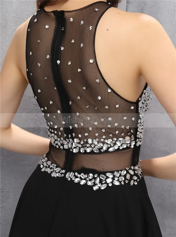 Black Homecoming Dresses,Chiffon Cocktail Dress,Short Homecoming Dress,HC00123