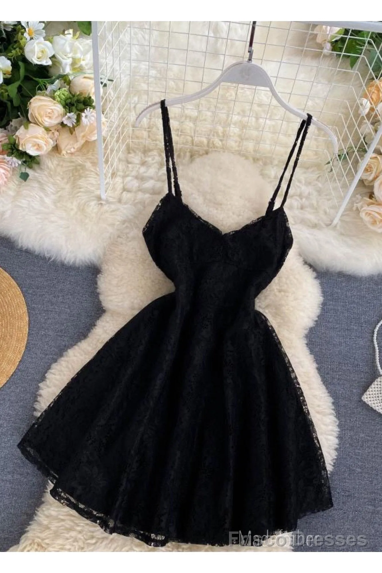 Black Short Homecoming Dress A Line Mini Dress