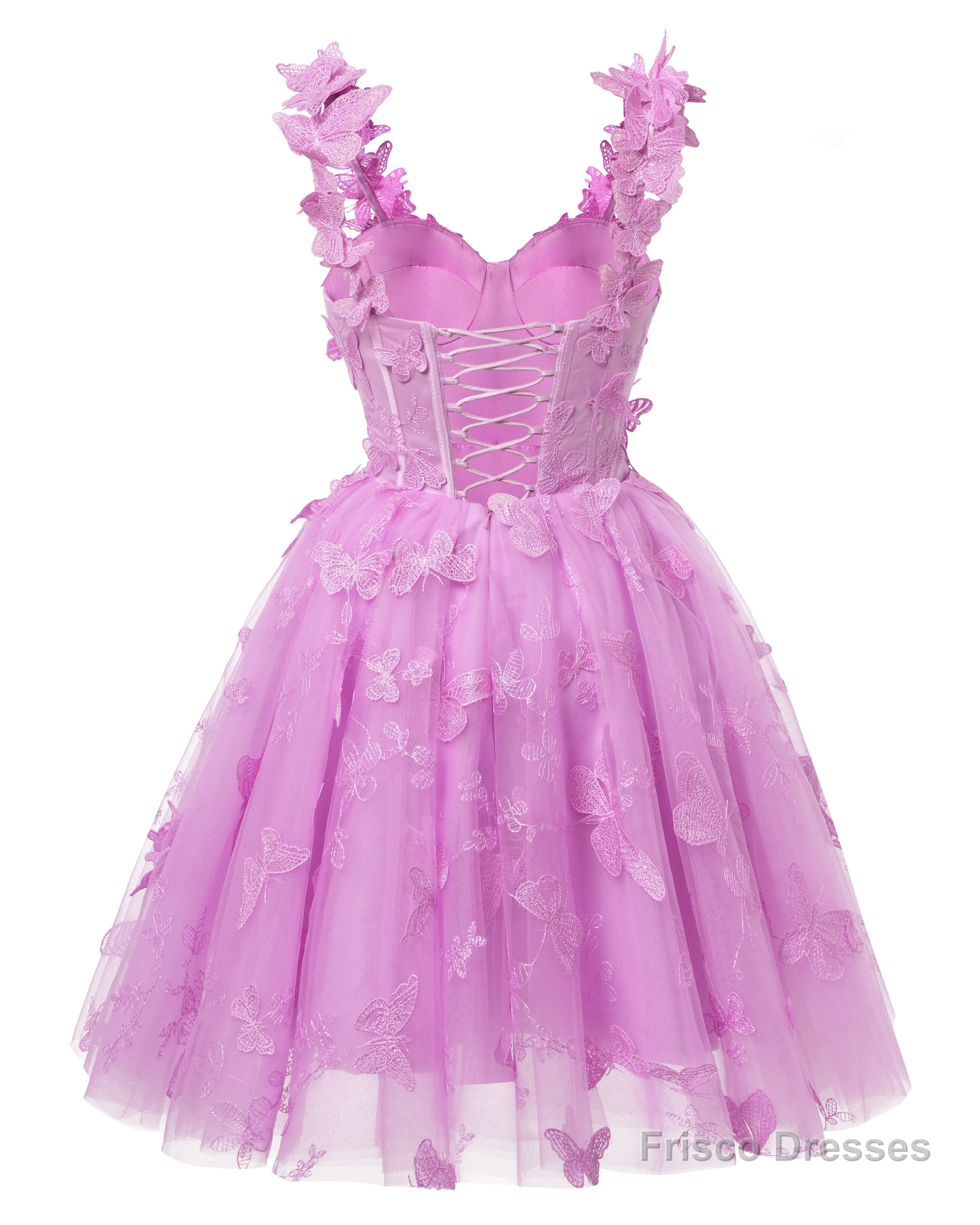 Burnt Orange 3D Butterfly Lace Applique Tulle Homecoming Dress for Teens Sweetheart Mini Short Prom Dresses