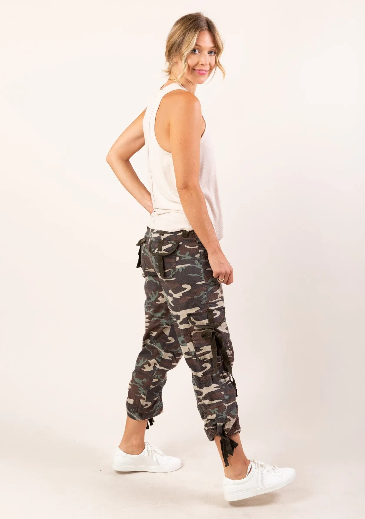 Camouflage Cargo Capri Pants