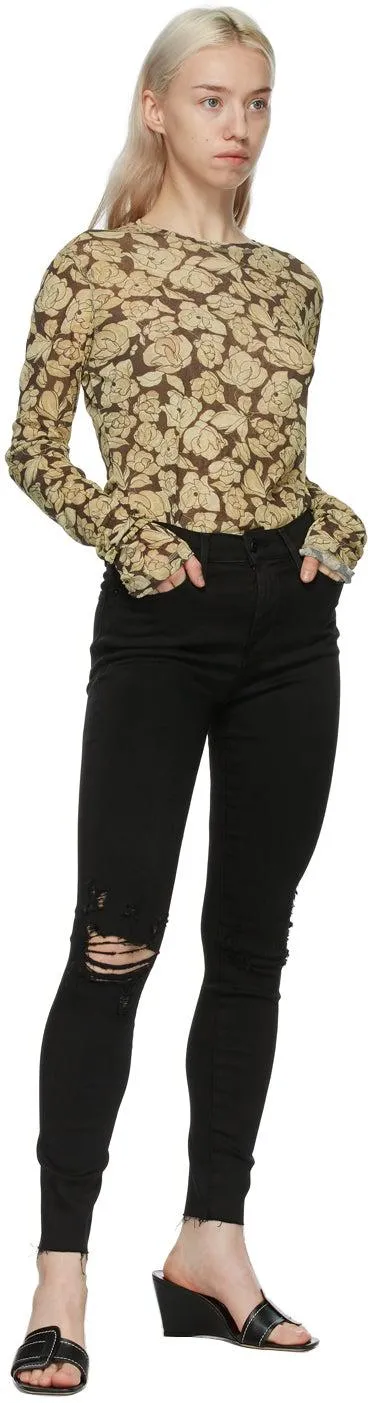 Frame Black 'Le High Skinny' Raw Edge Jeans