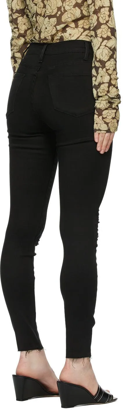 Frame Black 'Le High Skinny' Raw Edge Jeans