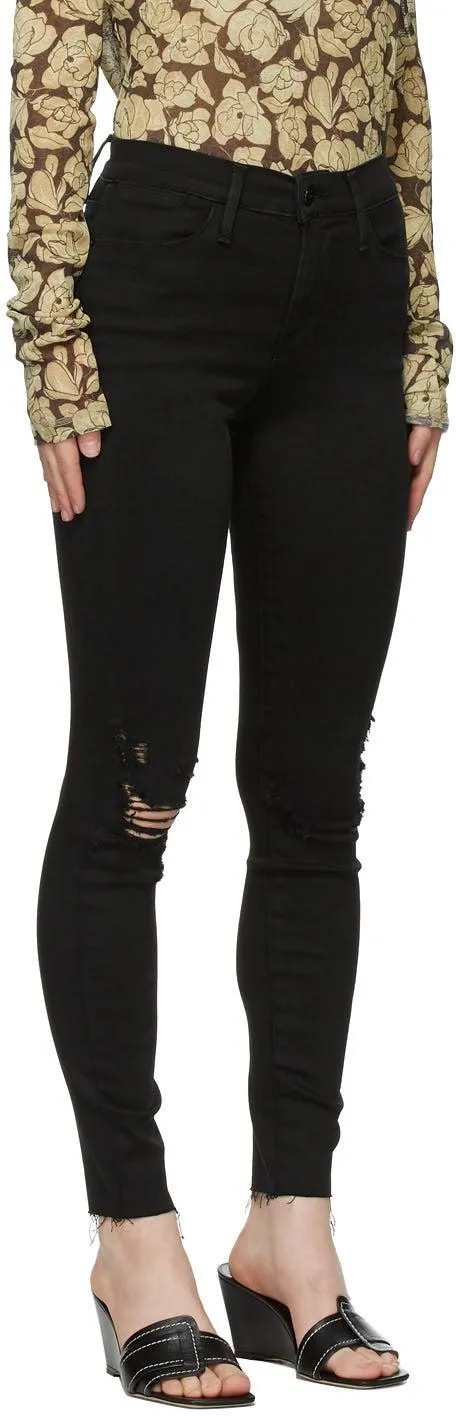 Frame Black 'Le High Skinny' Raw Edge Jeans