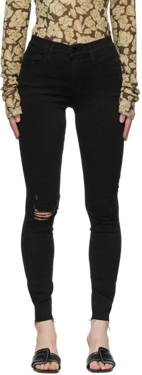Frame Black 'Le High Skinny' Raw Edge Jeans
