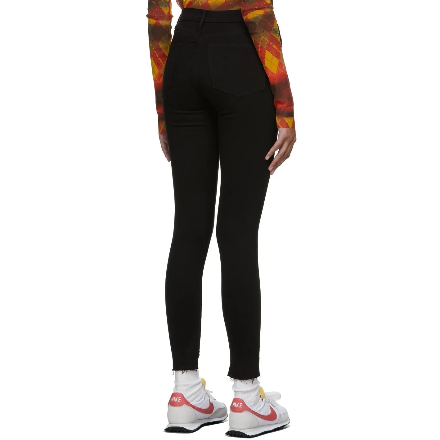 Frame Black 'Le High Skinny' Raw Stagger Jeans