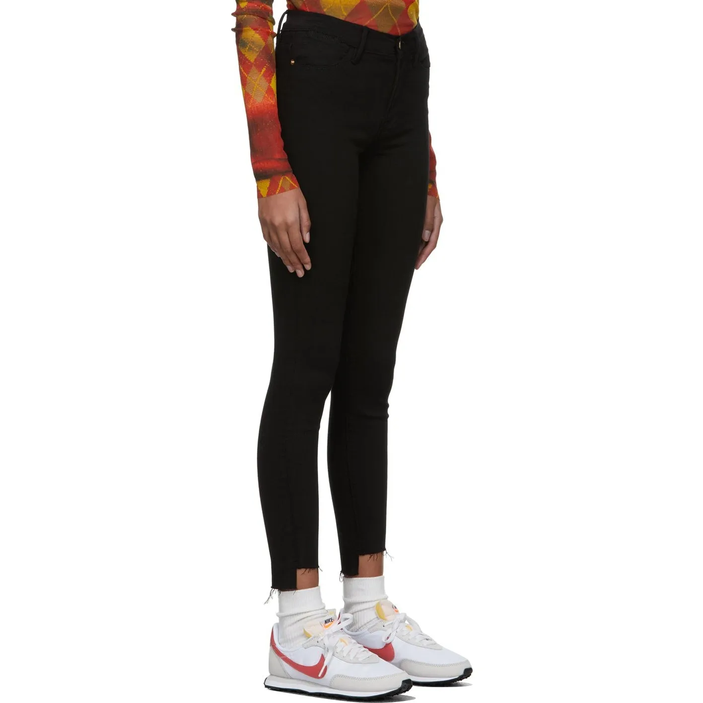 Frame Black 'Le High Skinny' Raw Stagger Jeans