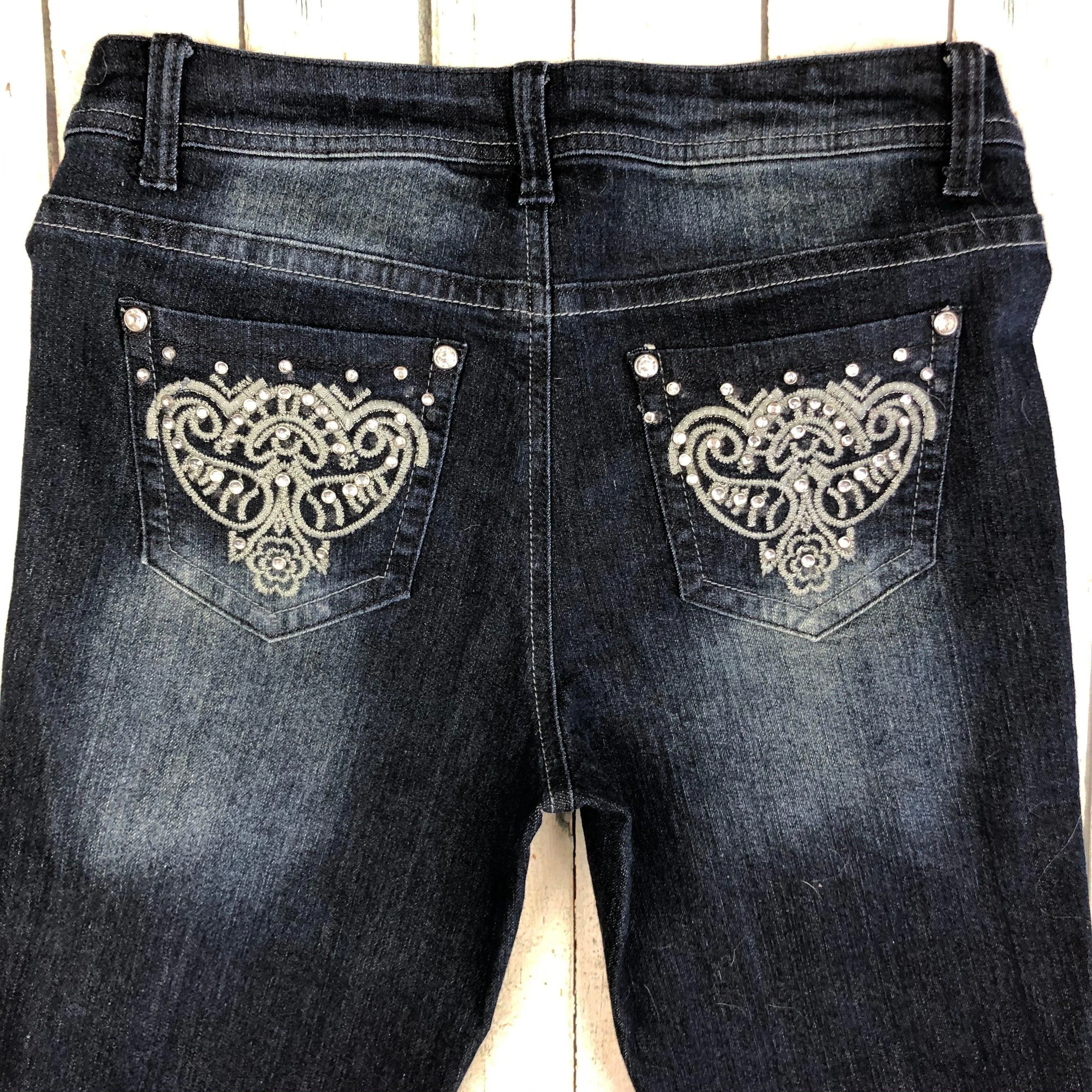 George Jewelled Rhinestone Pocket Skinny Jeans- Size 26 or 8AU