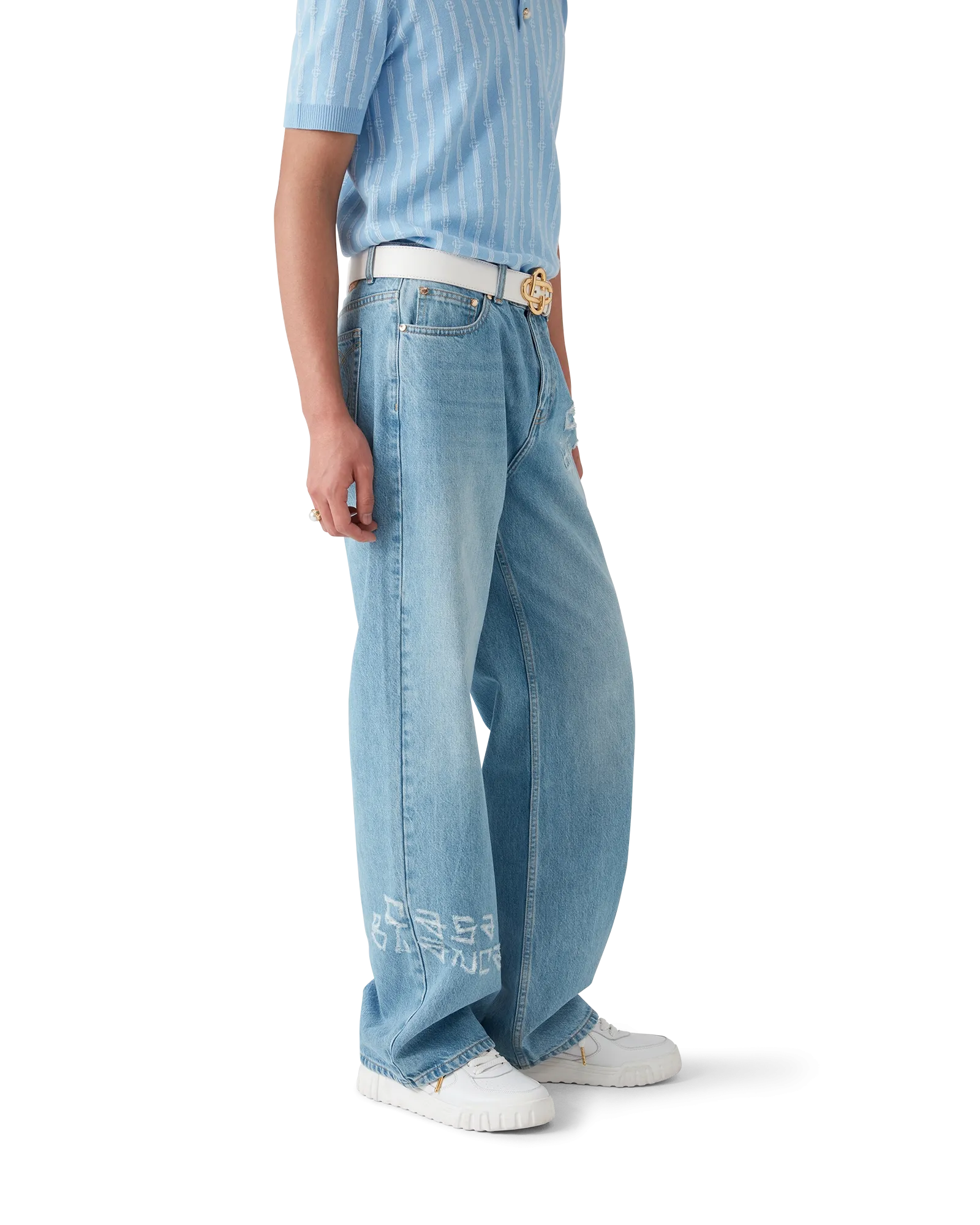Graffiti Distressed Denim Jeans