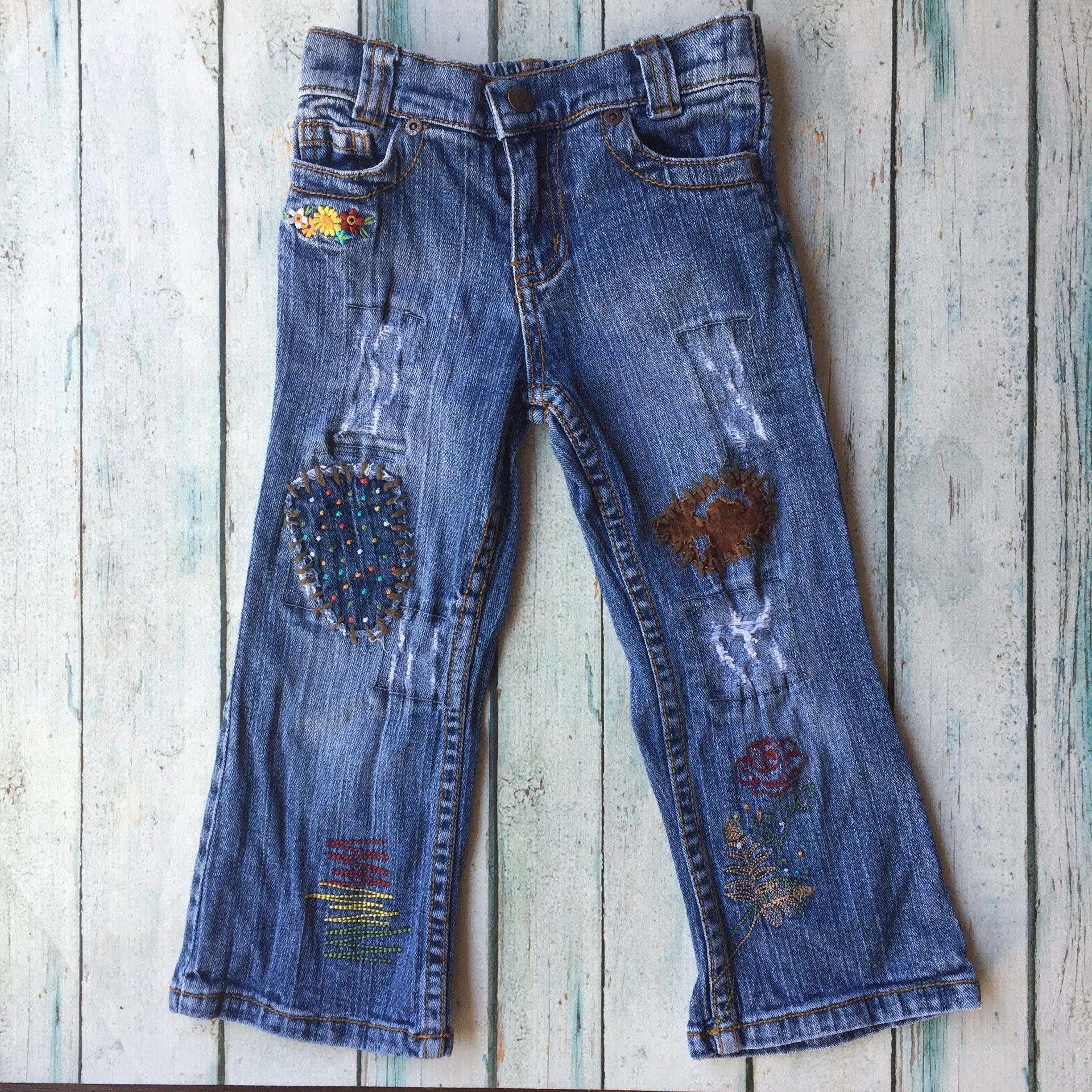 Guess Girls Embroidered Patch Jeans - Size 3