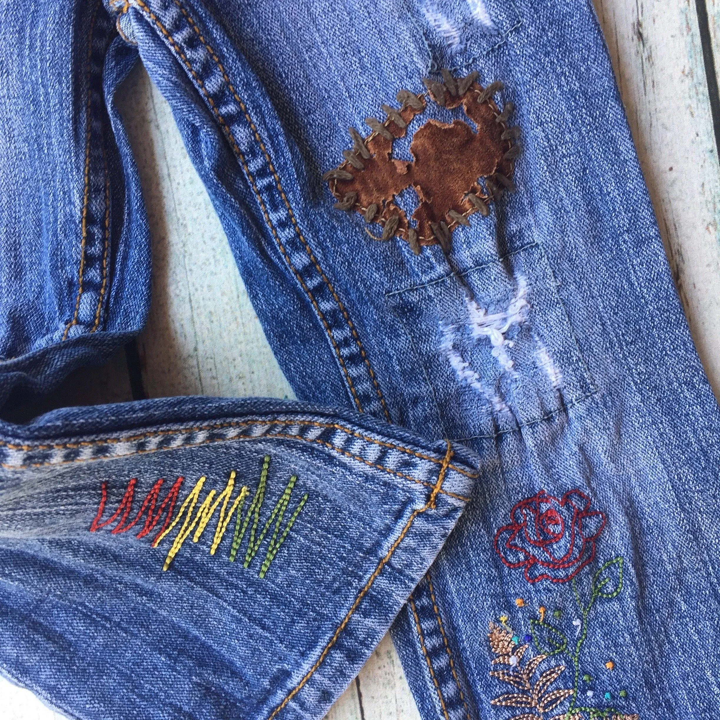 Guess Girls Embroidered Patch Jeans - Size 3