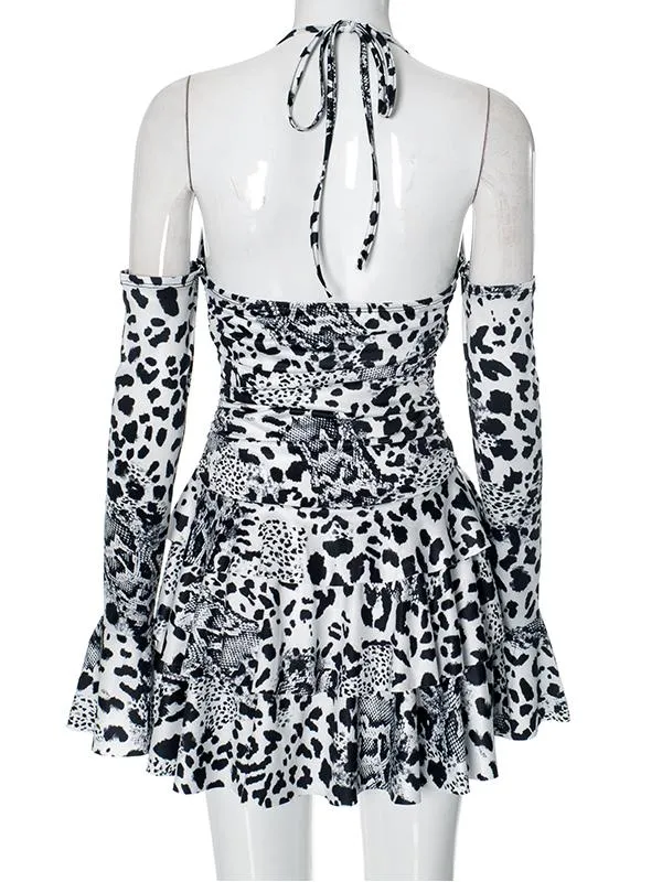 Halter Strappy Backless Mini Dress