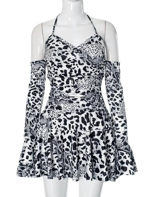 Halter Strappy Backless Mini Dress