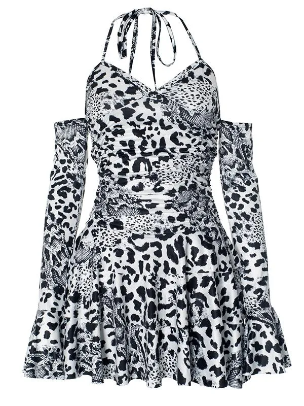 Halter Strappy Backless Mini Dress