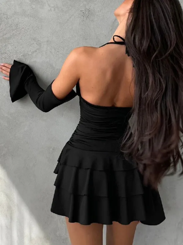 Halter Strappy Backless Mini Dress