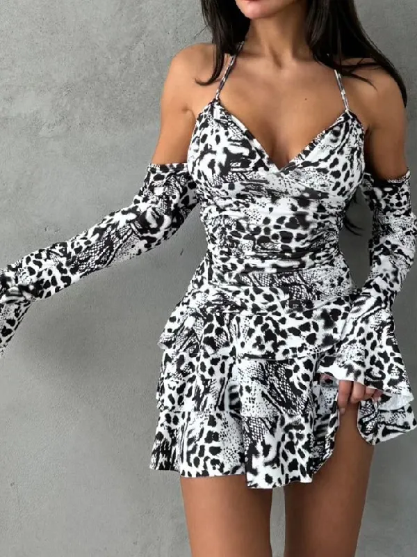 Halter Strappy Backless Mini Dress