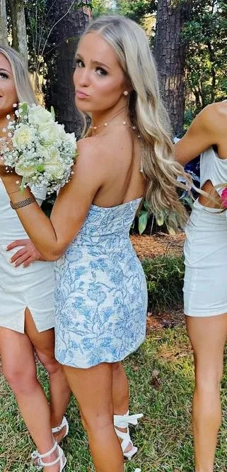 Hot Selling Floral Homecoming Dresses, Textured Mini Graduation Dress, LTP3356