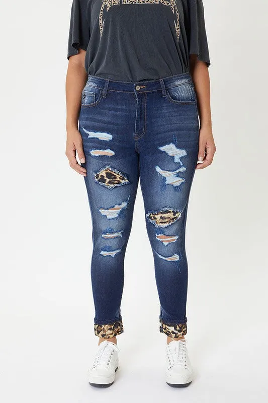Leopard Patch Skinny  Jeans
