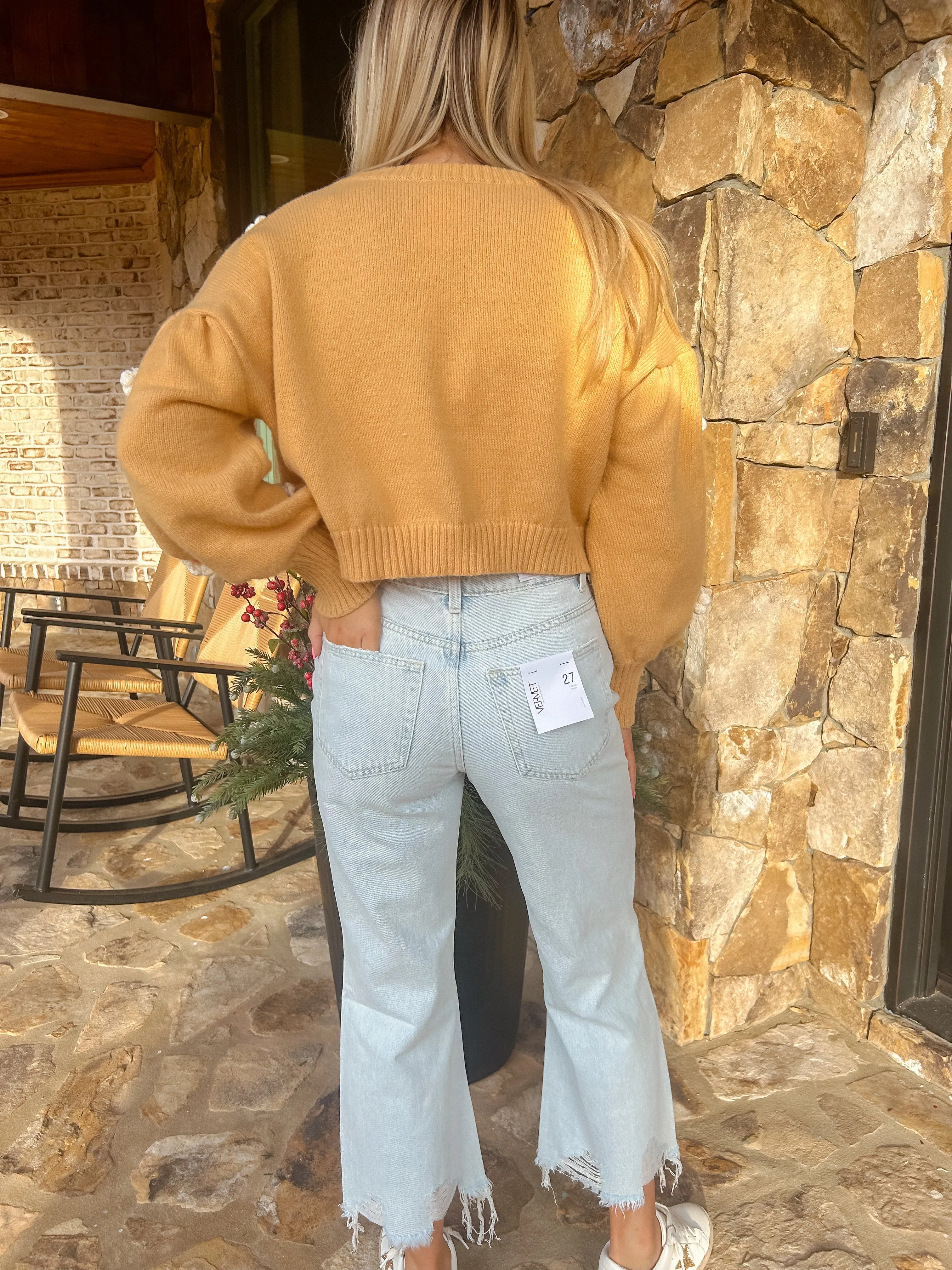 Light Wash Distressed Ankle Flare Jeans