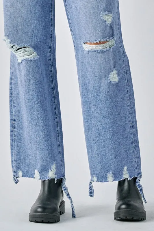 Light Wash Distressed Dad Jean