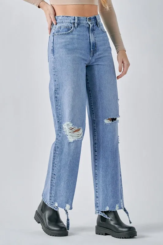 Light Wash Distressed Dad Jean