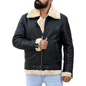 Men's B3 Bomber Shearling Black Leather Jacket 