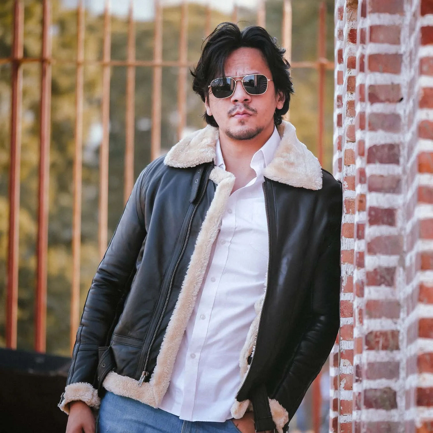 Men's B3 Bomber Shearling Black Leather Jacket 