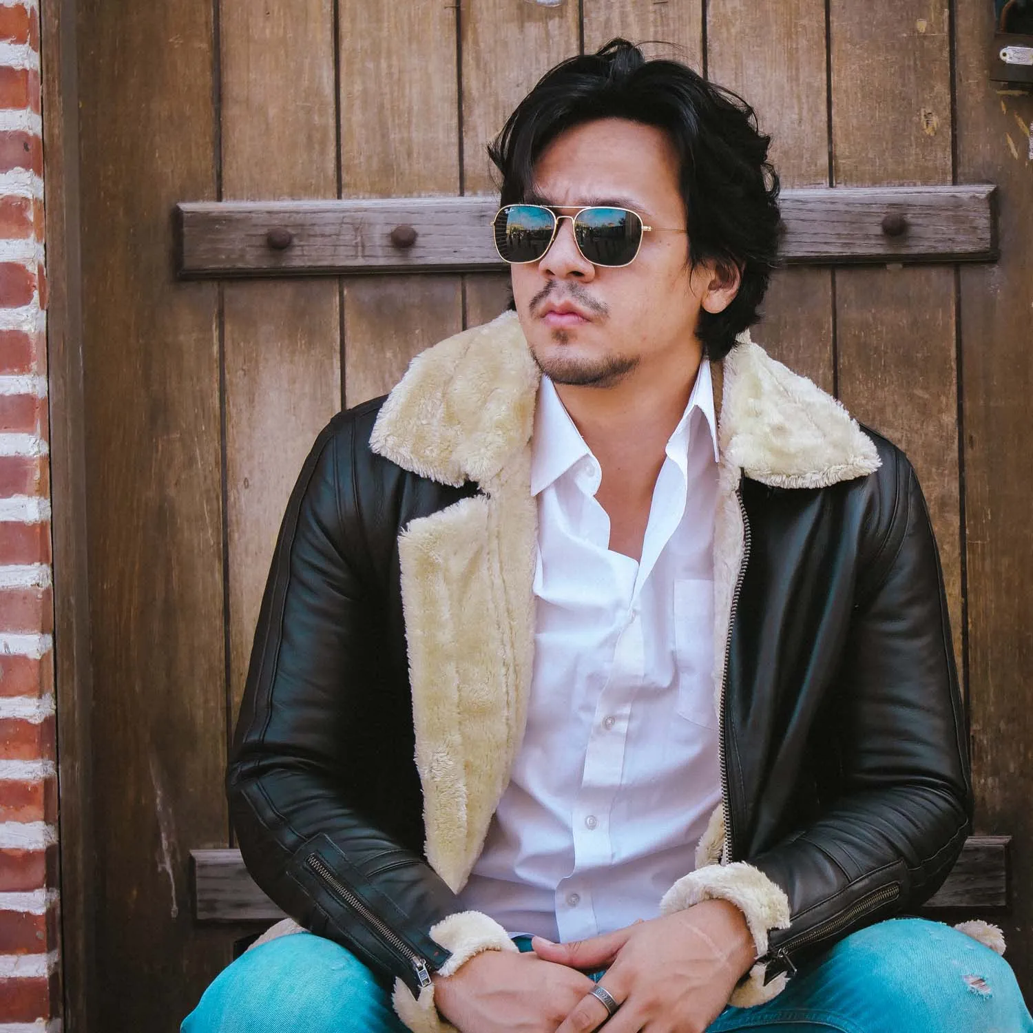 Men's B3 Bomber Shearling Black Leather Jacket 