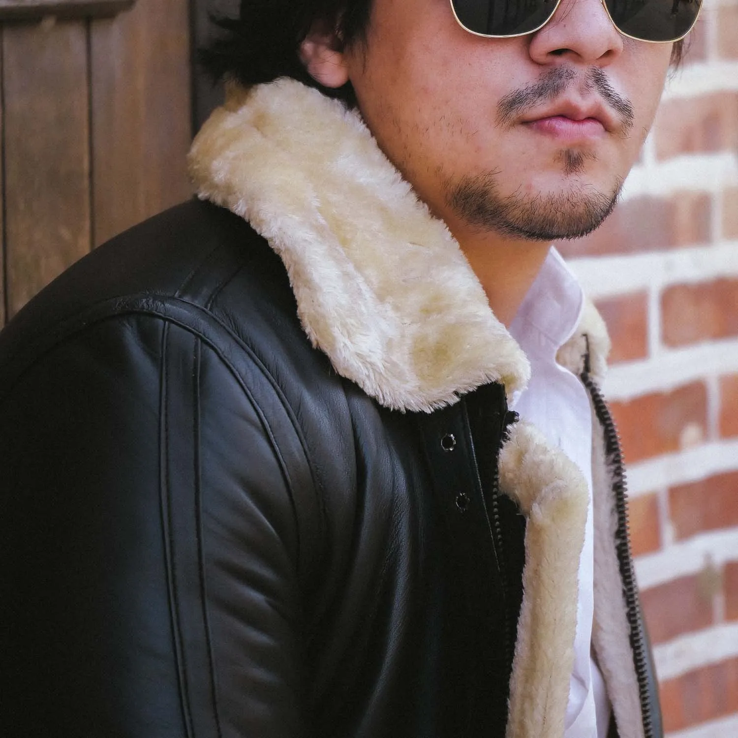 Men's B3 Bomber Shearling Black Leather Jacket 