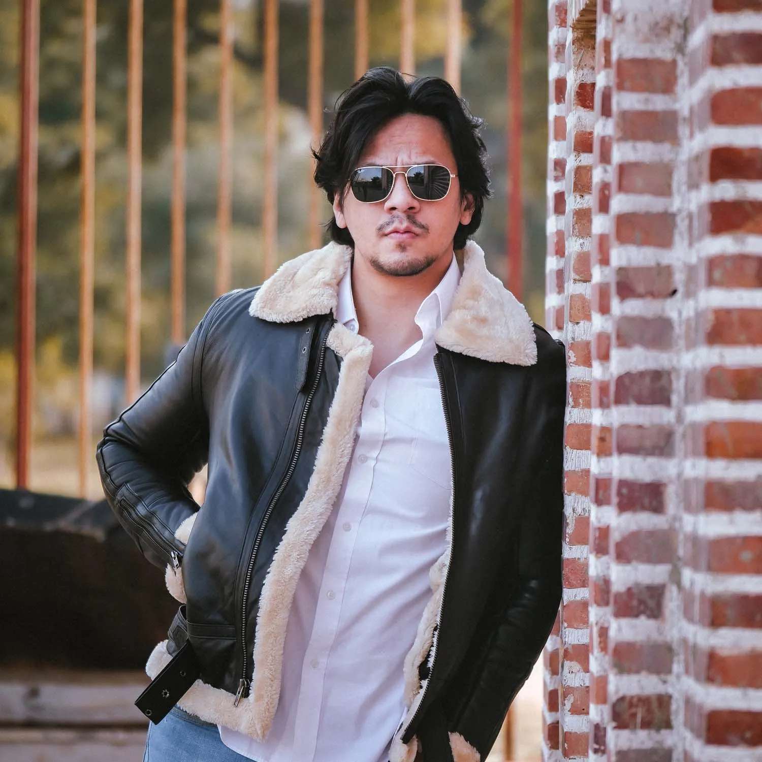 Men's B3 Bomber Shearling Black Leather Jacket 