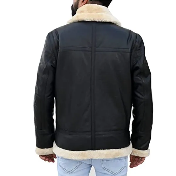 Men's B3 Bomber Shearling Black Leather Jacket 