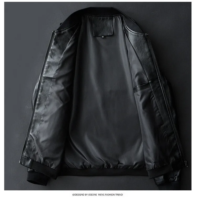 Men's Leather Bomber Jacket