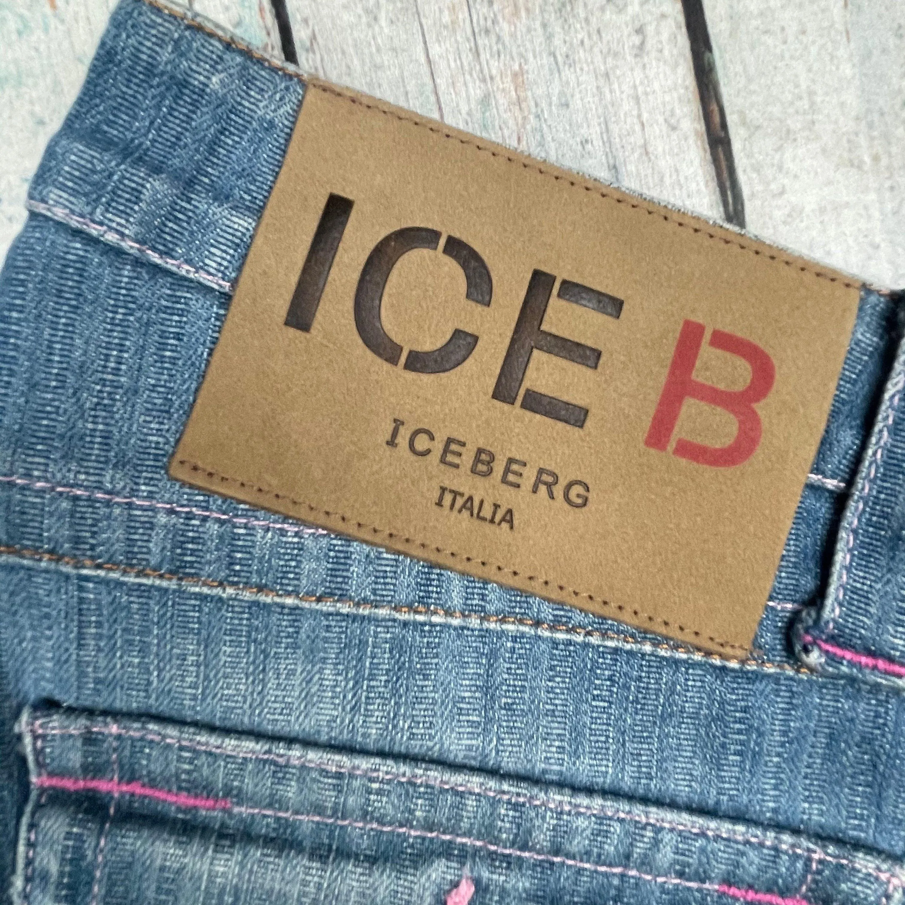 NEW - Iceberg Ice B Italian Self Stripe Straight Jeans- Size 28