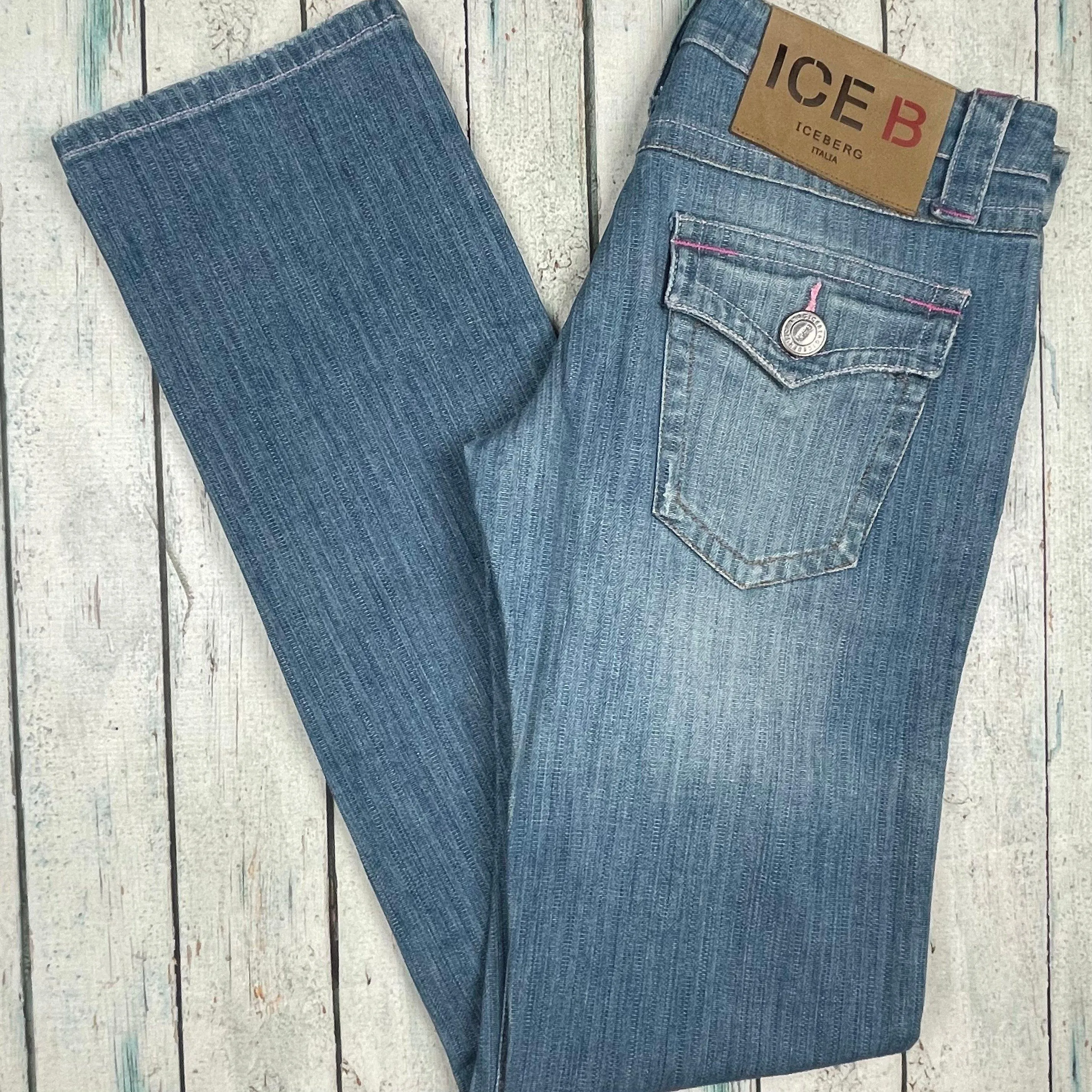 NEW - Iceberg Ice B Italian Self Stripe Straight Jeans- Size 28