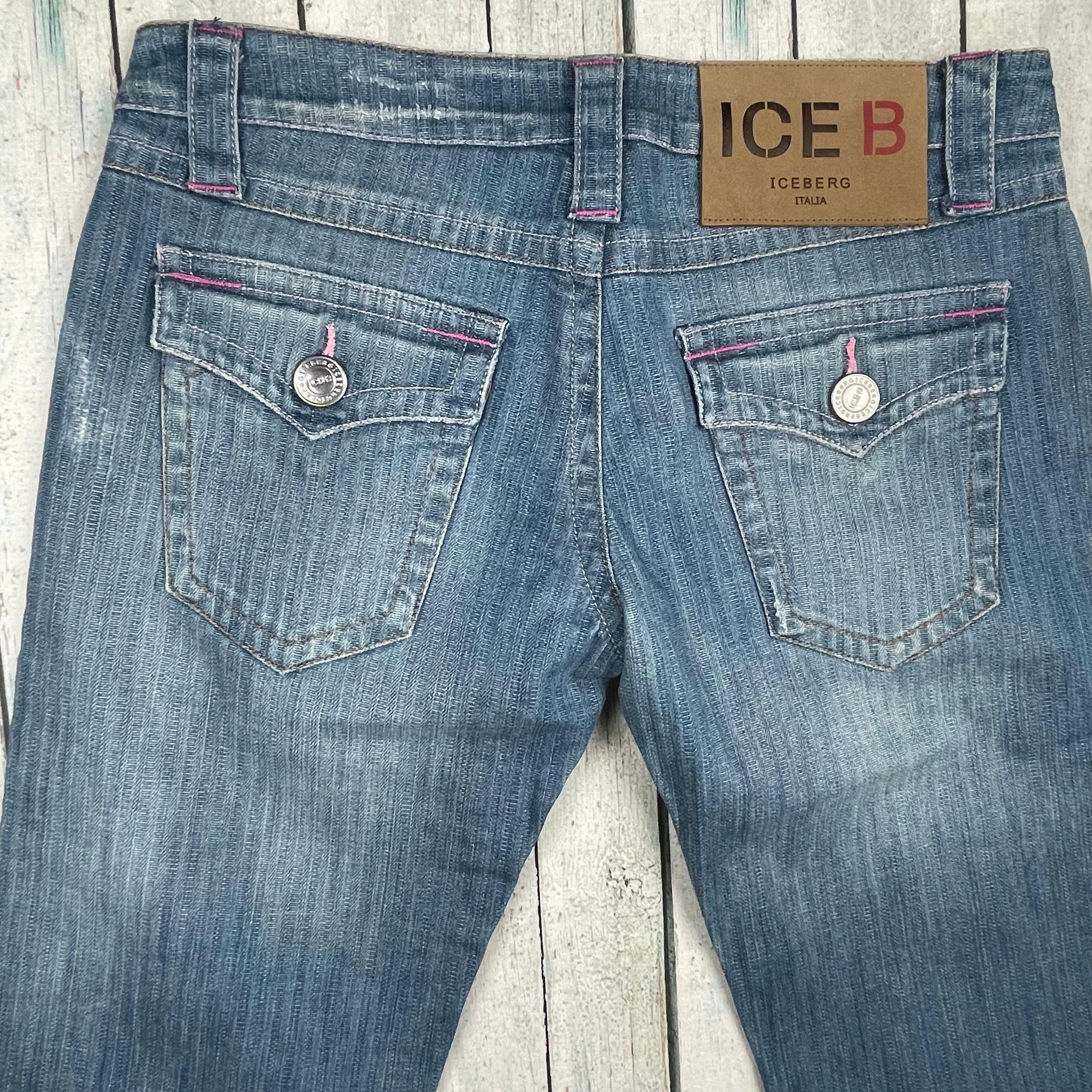 NEW - Iceberg Ice B Italian Self Stripe Straight Jeans- Size 28