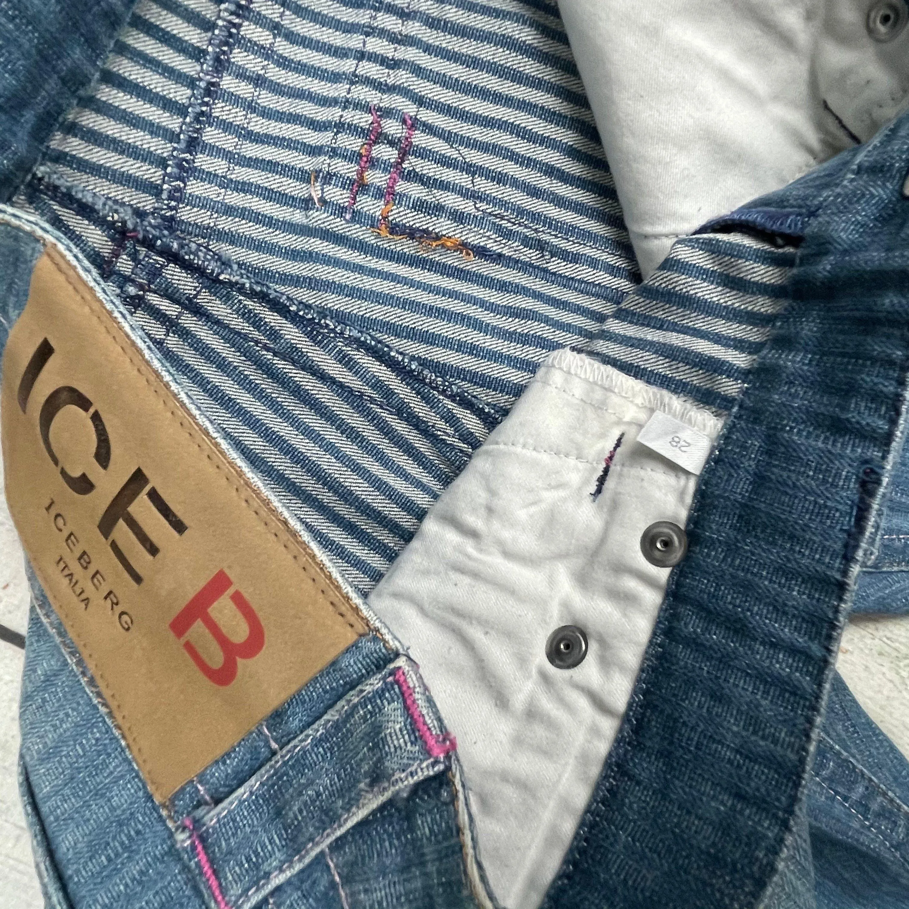 NEW - Iceberg Ice B Italian Self Stripe Straight Jeans- Size 28