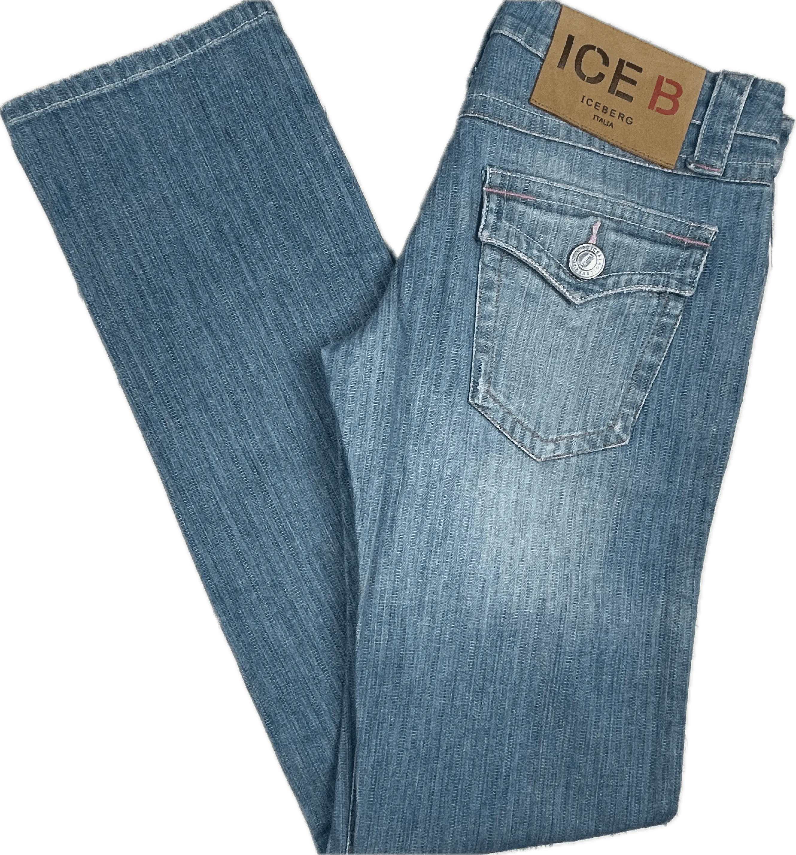 NEW - Iceberg Ice B Italian Self Stripe Straight Jeans- Size 28