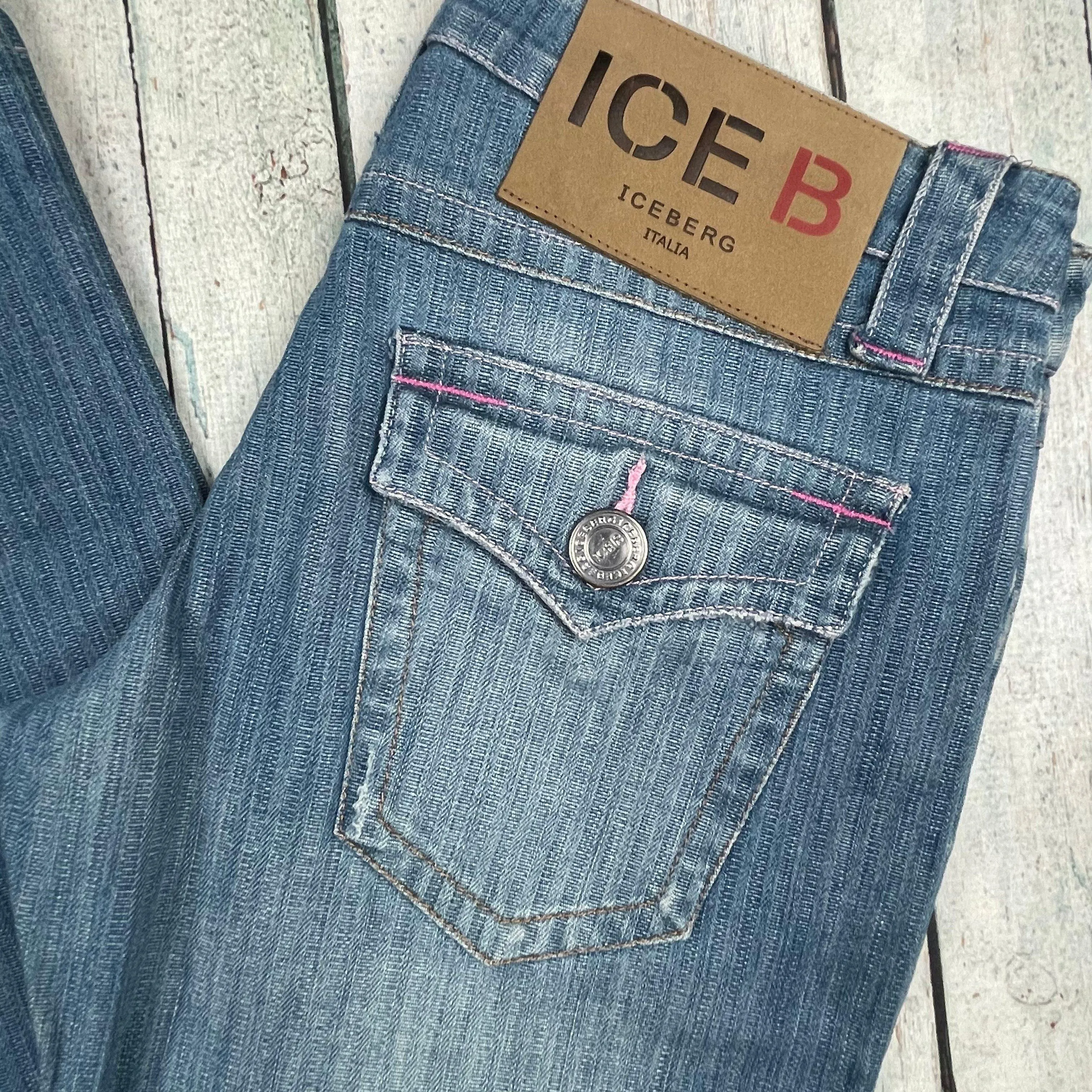 NEW - Iceberg Ice B Italian Self Stripe Straight Jeans- Size 28