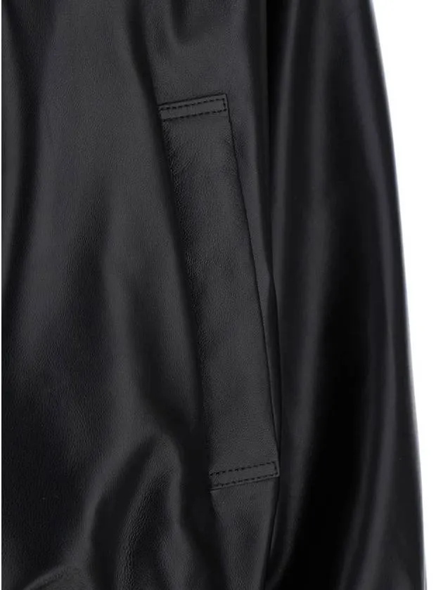 'Nova' Black Bomber Jacket With Front Zip Closure In Leather Woman