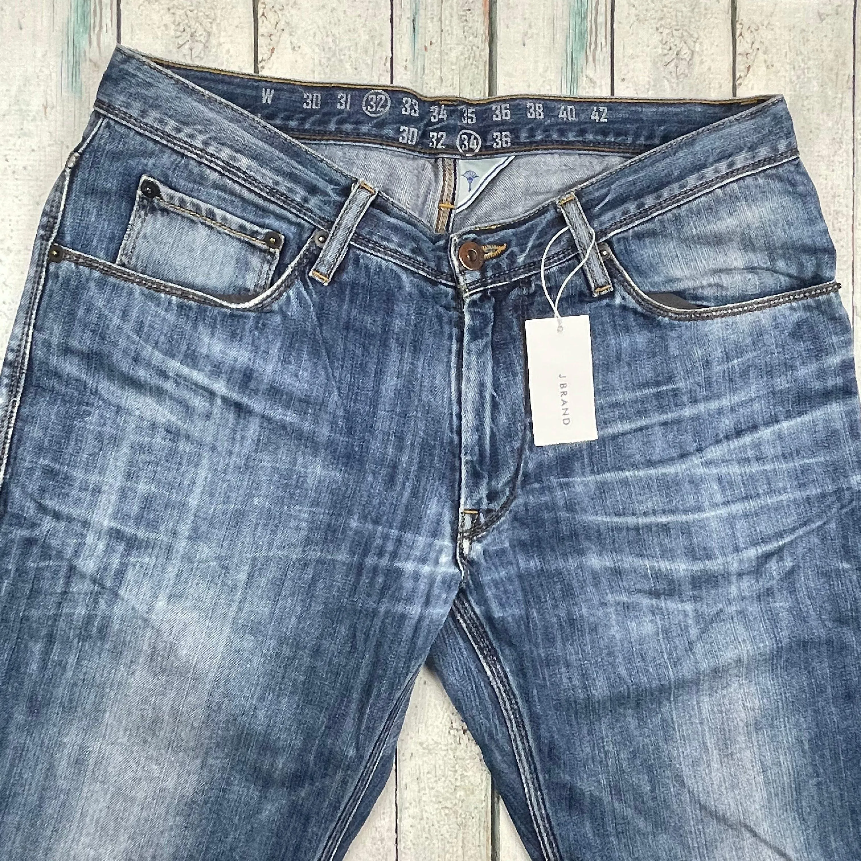 NWT - J Brand Men's 'Kane' Straight Distressed  Aged Wash Jeans - Size 32/34