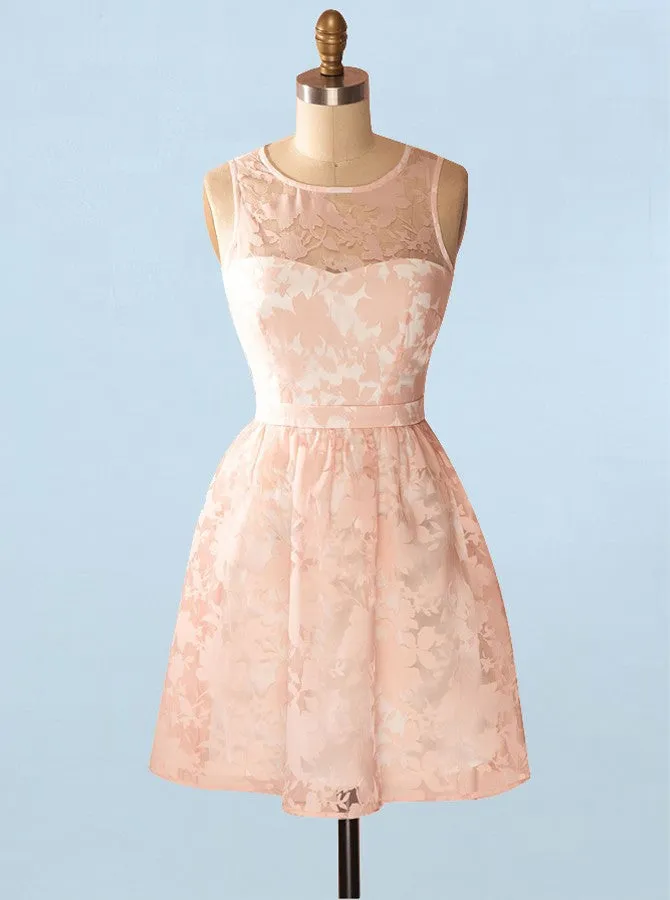 Peach Homecoming Dresses,Lace Homecoming Dress,Modest Homecoming Dress,HC00070