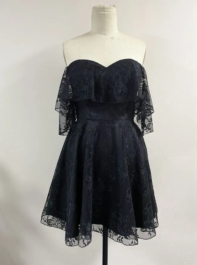 Peach Homecoming Dress,Lace Cocktail Dress,Off the Shoulder Cocktail Dresses,HC00042