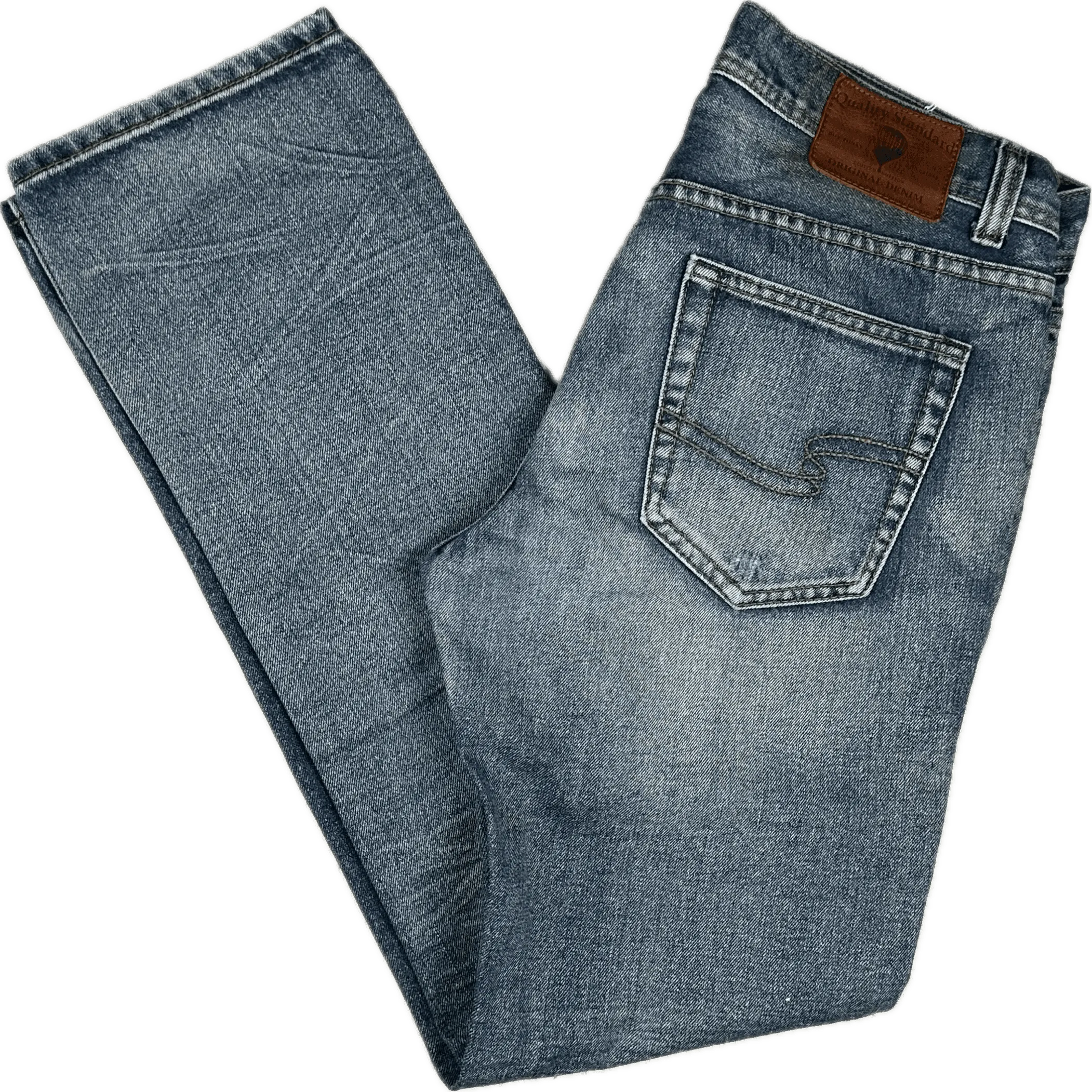 Quality Standard Mens Distressed Finish Jeans  -Size 32