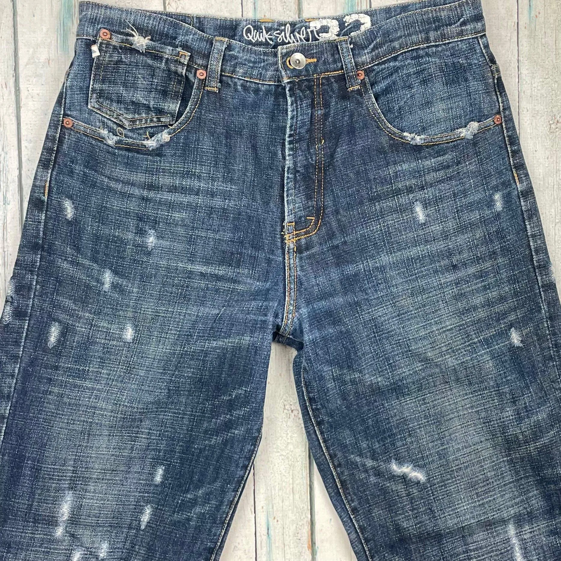 Quiksilver Mens Regular Fit Distressed Jeans - Size 32