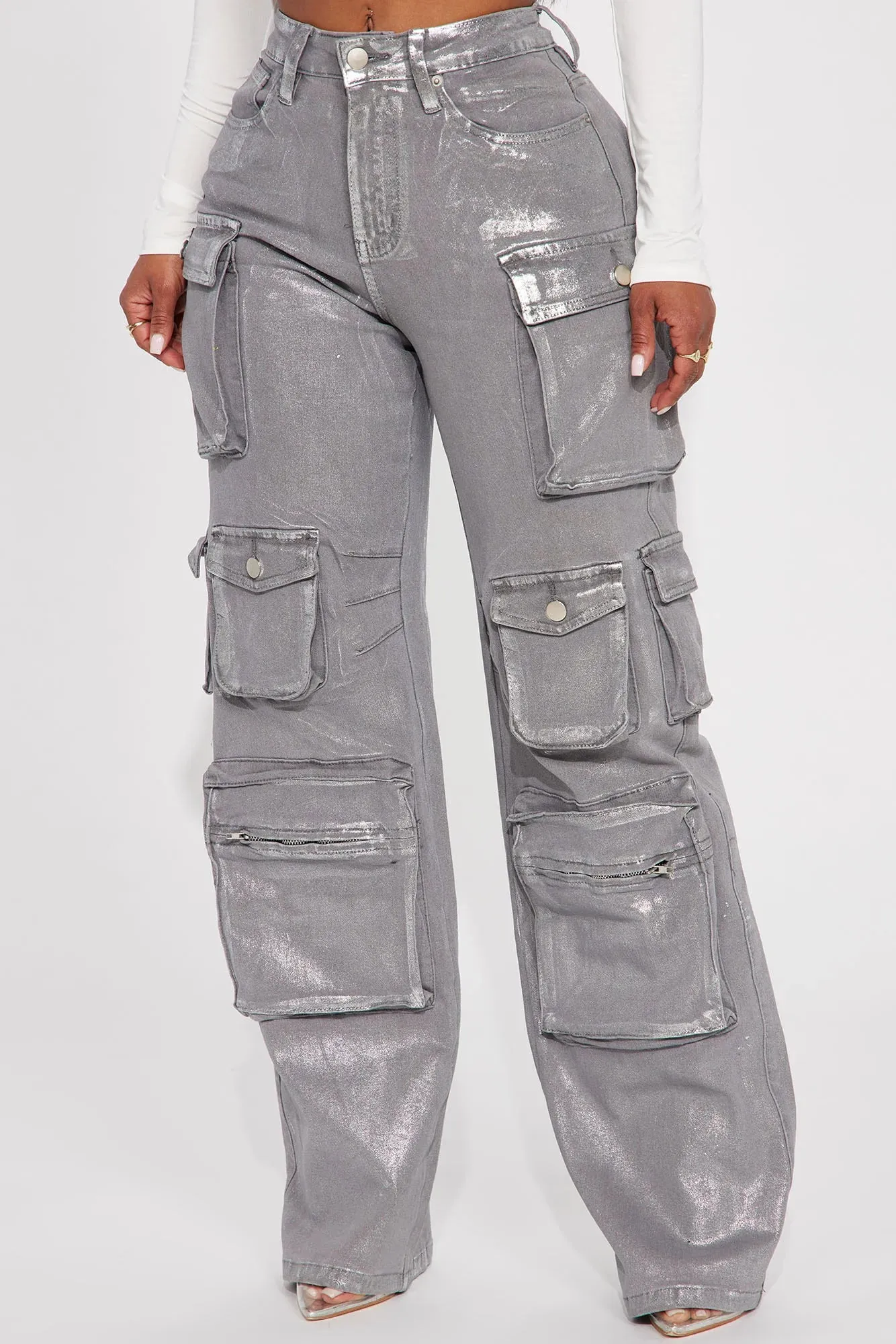 Shine Bright Metallic Cargo Pants