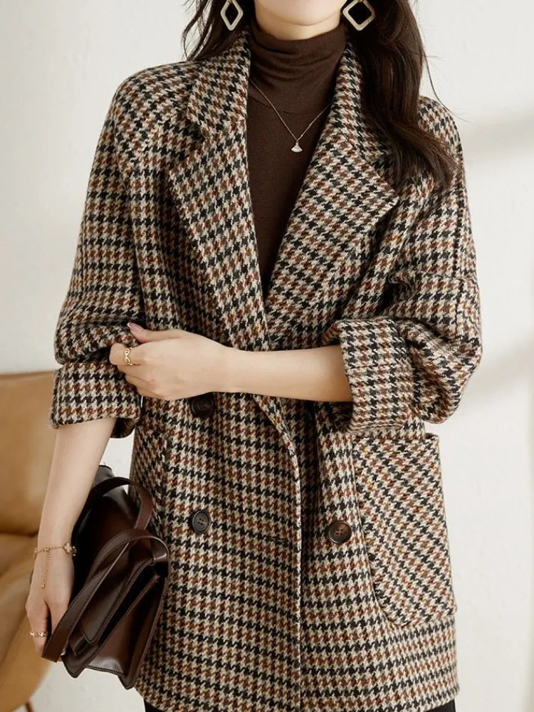 Vintage Houndstooth Woolen Blazer