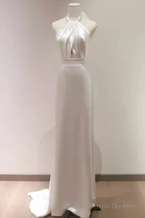 Weitese Formal WomenS Dresses White Halter Light Wedding Dresses Bride Dresses Fishtail Evening Dresses Prom Dress Stores
