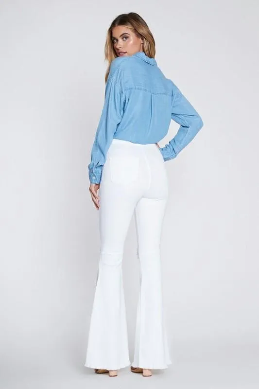 White Distressed Flare Jeans